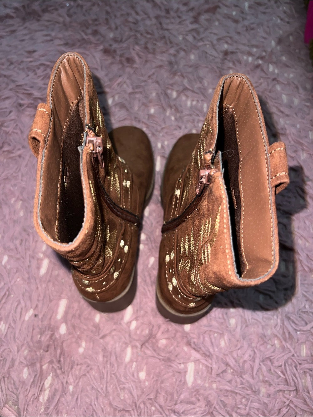 NWOT Sun + Stone Chestnut Suede Western Embroidered Block Heel Boots - Picture 3 of 5
